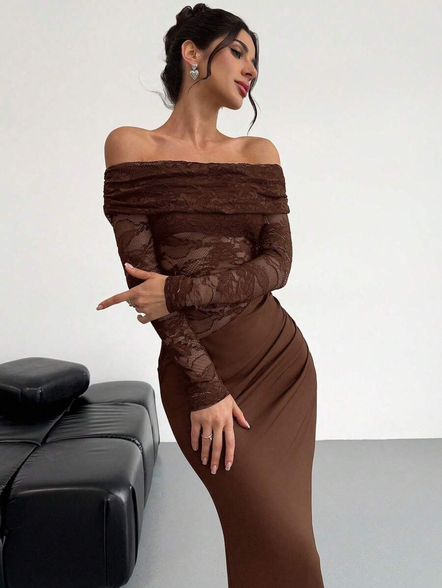 Firerie Women Summer Festival Old Money Elegant Sexy Minimalist Fashion Fatale Charm Valentine's Day  Party Date Off Shoulder Textured Mesh Sheer Gathered Low-Waist Bodycon Red Maxi - Image 10