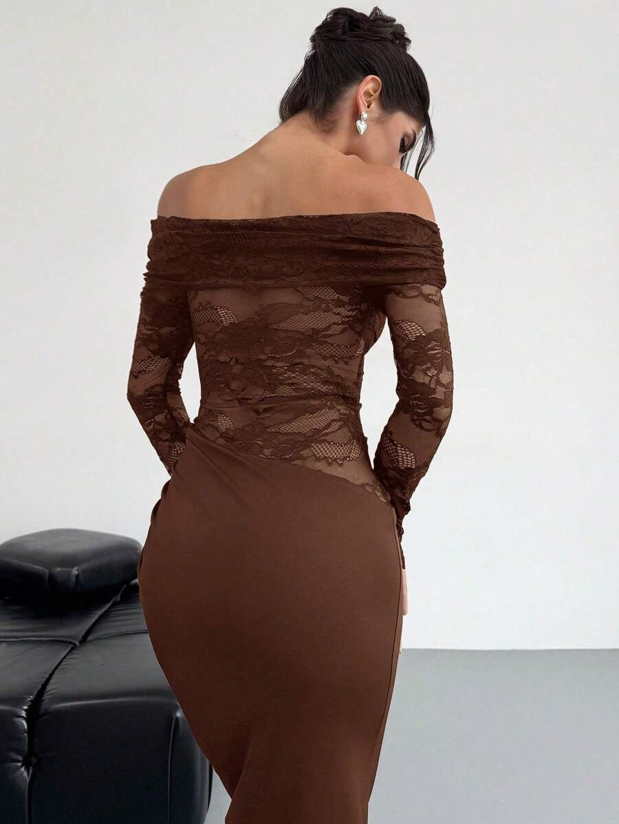 Firerie Women Summer Festival Old Money Elegant Sexy Minimalist Fashion Fatale Charm Valentine's Day  Party Date Off Shoulder Textured Mesh Sheer Gathered Low-Waist Bodycon Red Maxi - Image 15