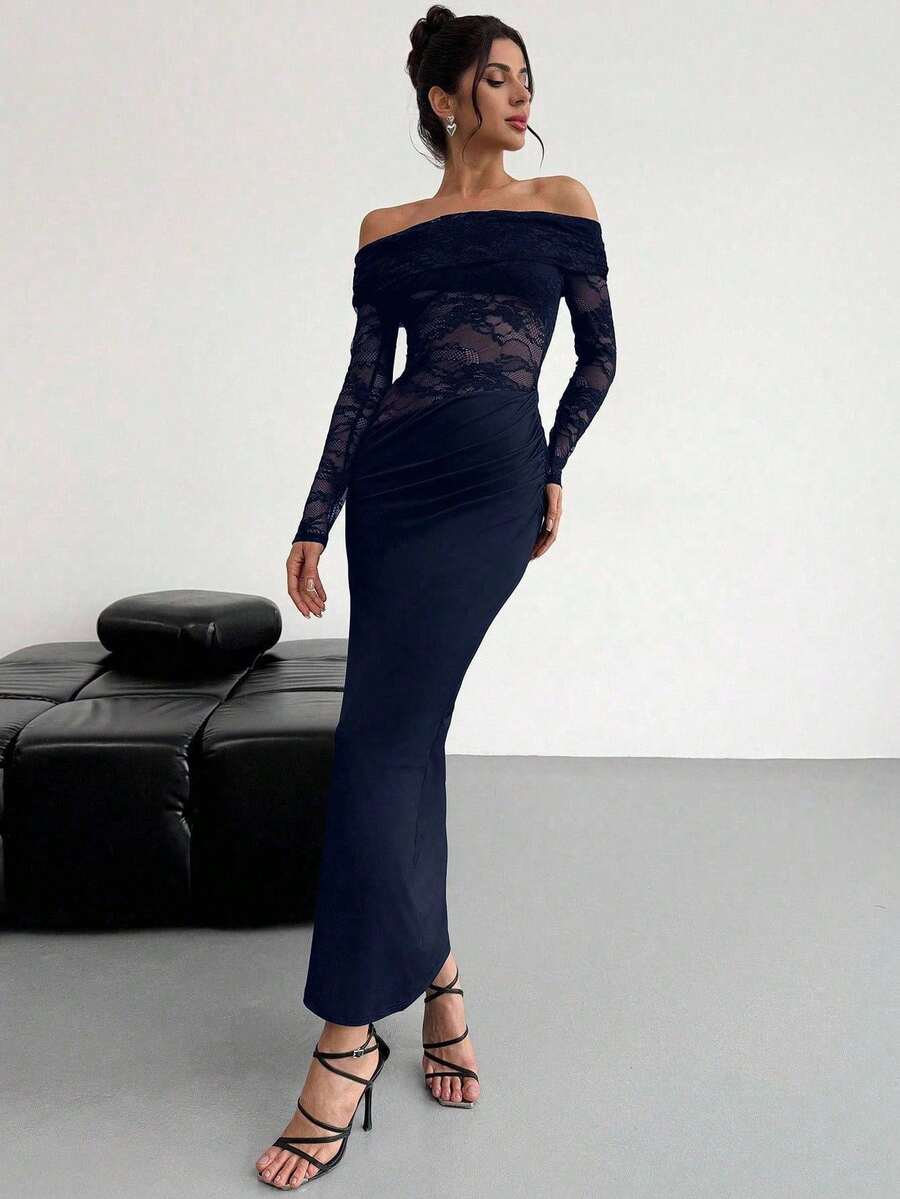 Firerie Women Summer Festival Old Money Elegant Sexy Minimalist Fashion Fatale Charm Valentine's Day  Party Date Off Shoulder Textured Mesh Sheer Gathered Low-Waist Bodycon Red Maxi - Image 30