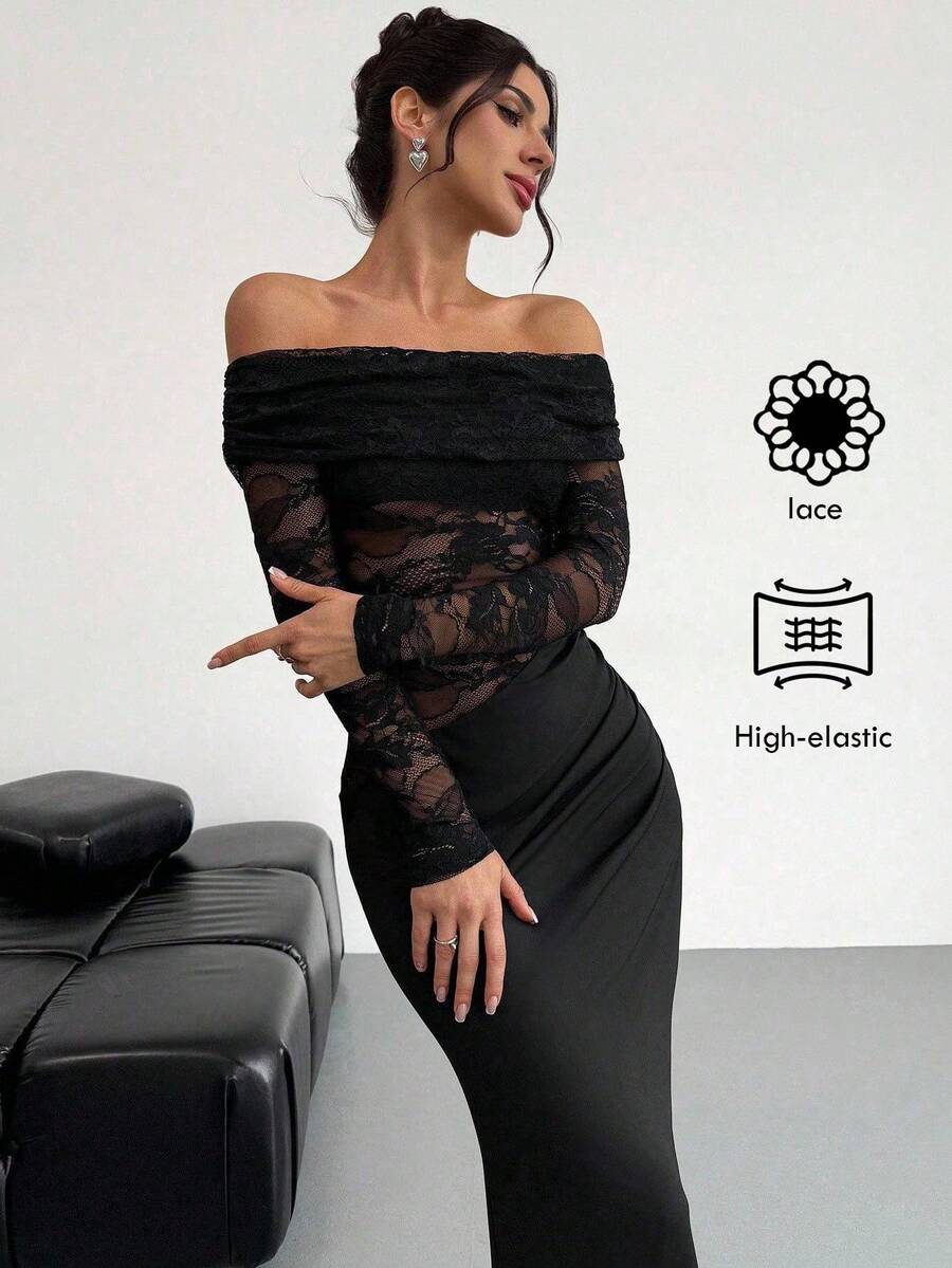 Firerie Women Summer Festival Old Money Elegant Sexy Minimalist Fashion Fatale Charm Valentine's Day  Party Date Off Shoulder Textured Mesh Sheer Gathered Low-Waist Bodycon Red Maxi - Image 9