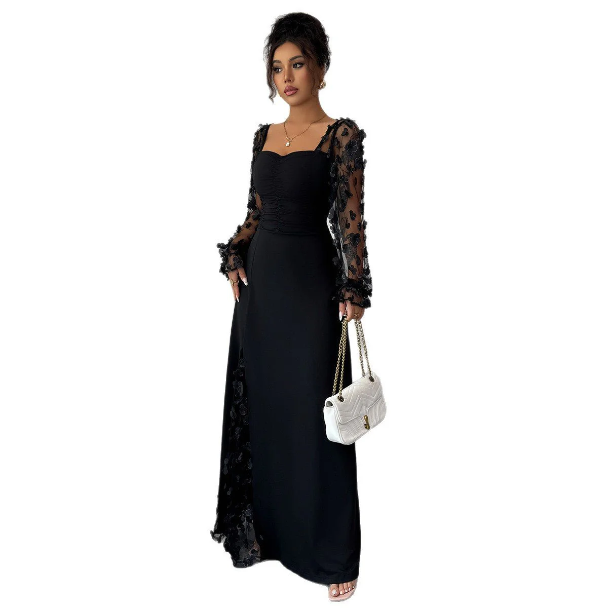 Flora Royale | Square-Neck Puff Sleeve Maxi Dress - Image 5