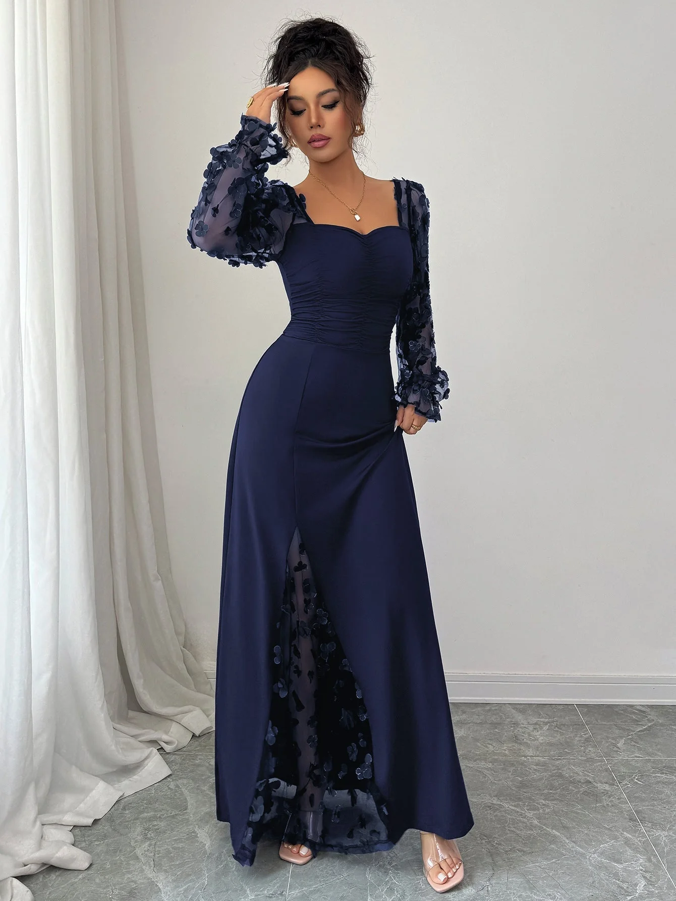 Flora Royale | Square-Neck Puff Sleeve Maxi Dress - Image 6