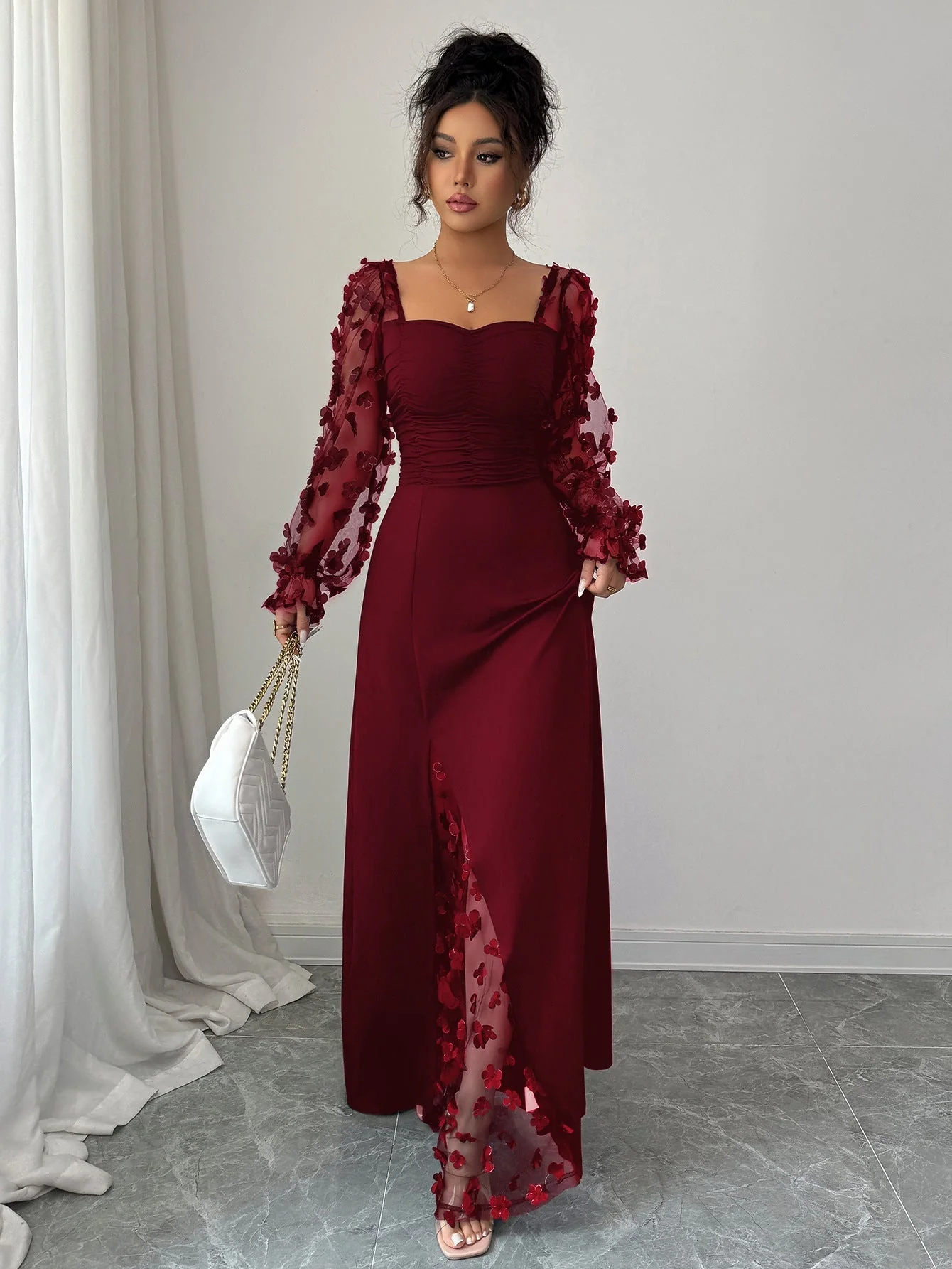 Flora Royale | Square-Neck Puff Sleeve Maxi Dress - Image 7