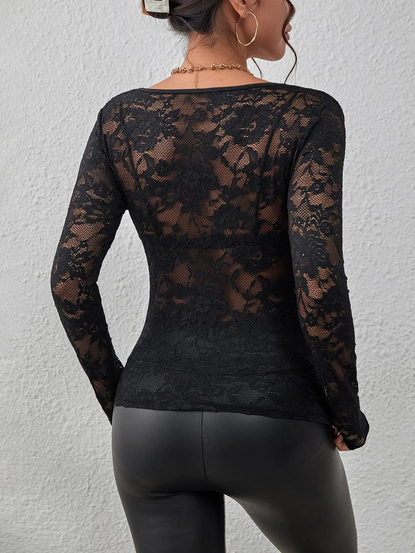 Floral Lace Scallop Trim Top Without Bra - Image 3