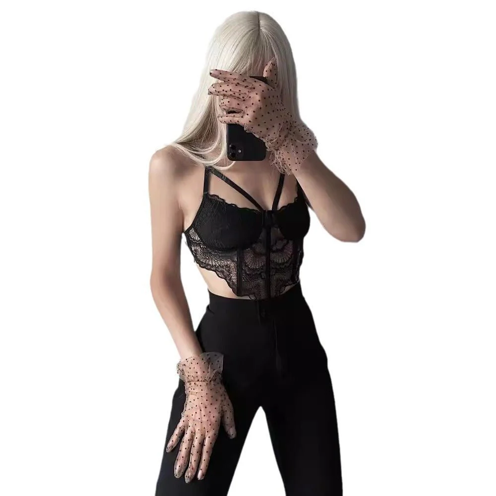 Floral Lace | See-Through Backless Cami Crop Top Black (FD) - Image 5