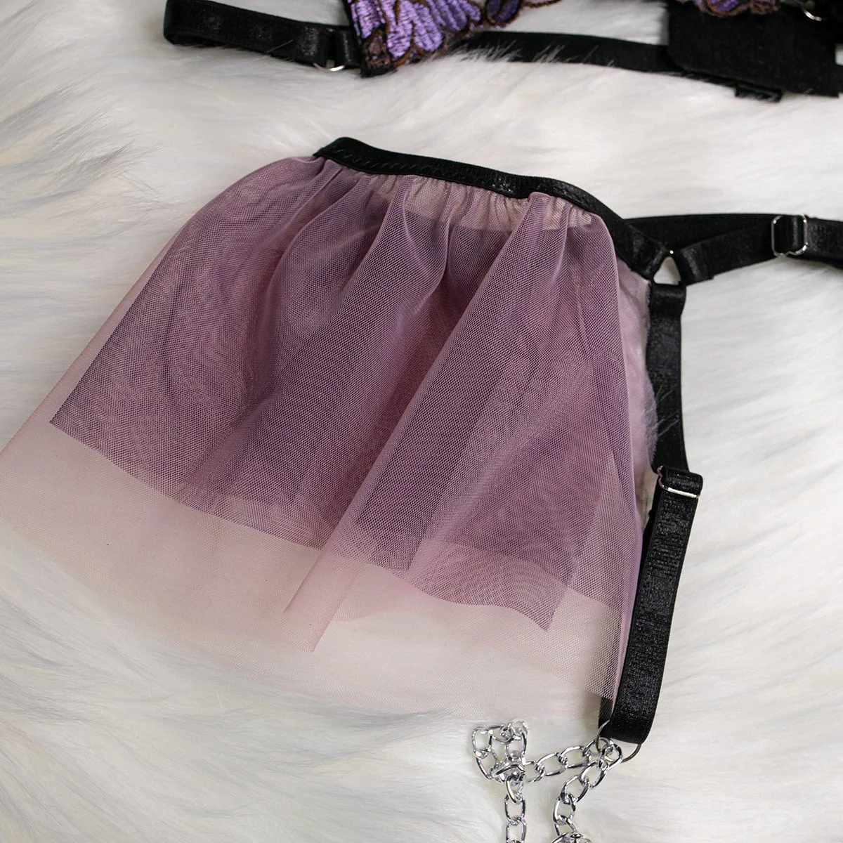 Floral Pendant | Embroidered Mesh Gathering Four-Piece Cute Girl Set - Image 19