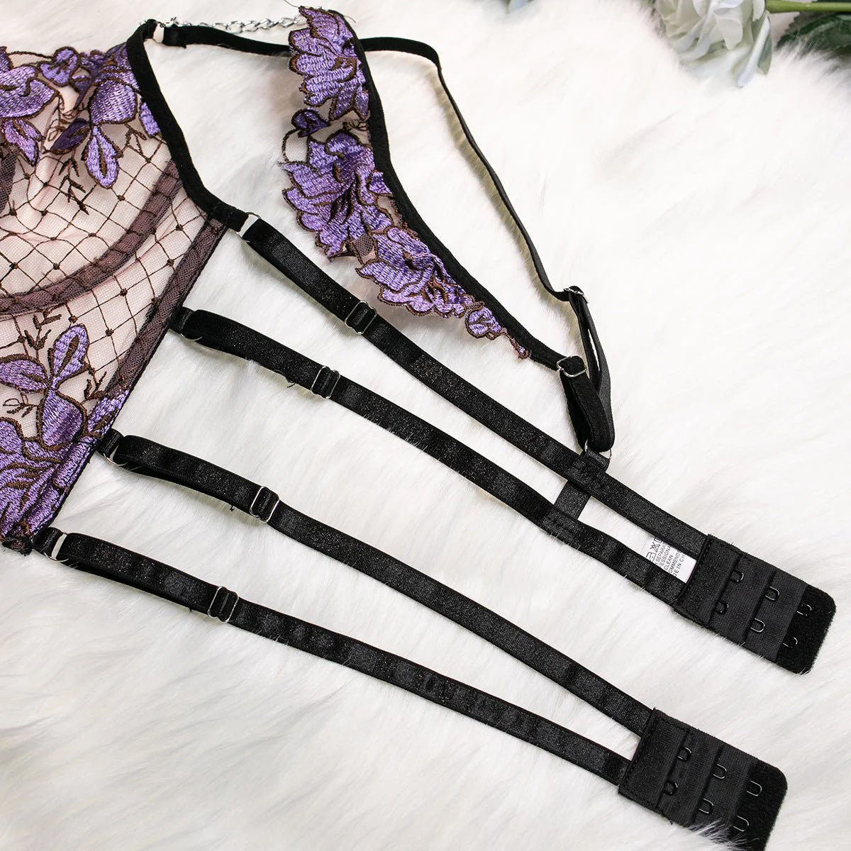 Floral Pendant | Embroidered Mesh Gathering Four-Piece Cute Girl Set - Image 20