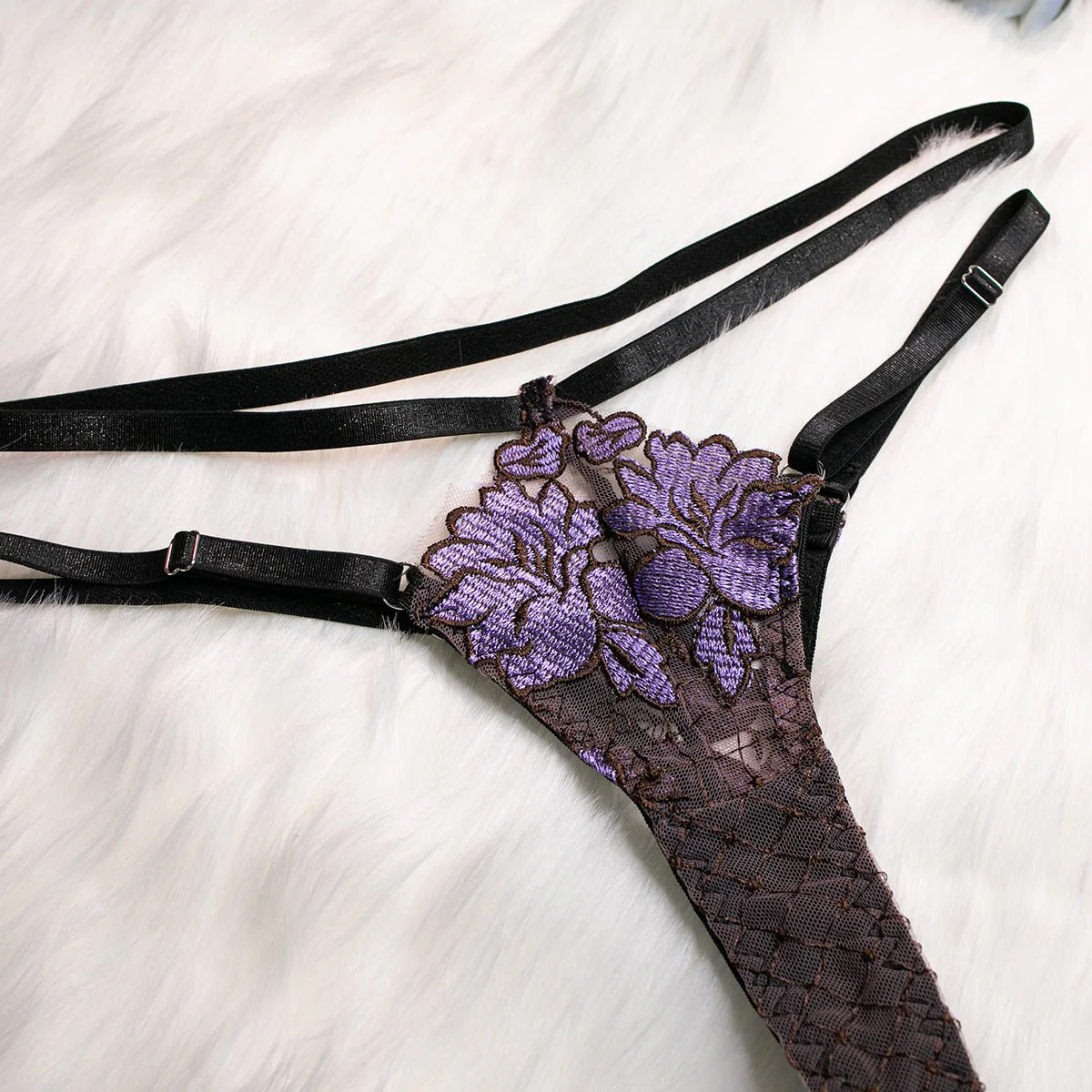 Floral Pendant | Embroidered Mesh Gathering Four-Piece Cute Girl Set - Image 22