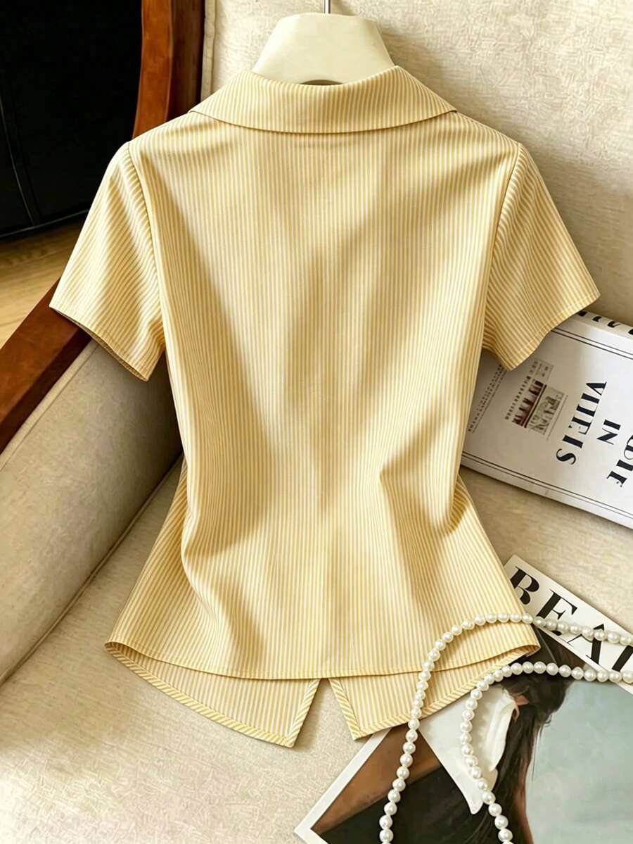 Franclia Elegant Blue And White Stripe Women Shirt - Image 9