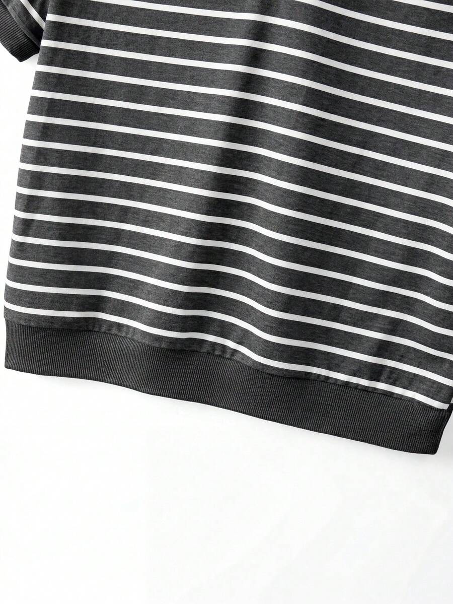 Striped V-Neck Short Sleeve T-Shirt For Women - Image 53