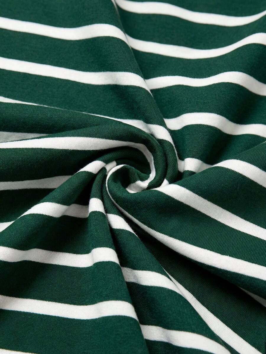 Striped V-Neck Short Sleeve T-Shirt For Women - Image 60