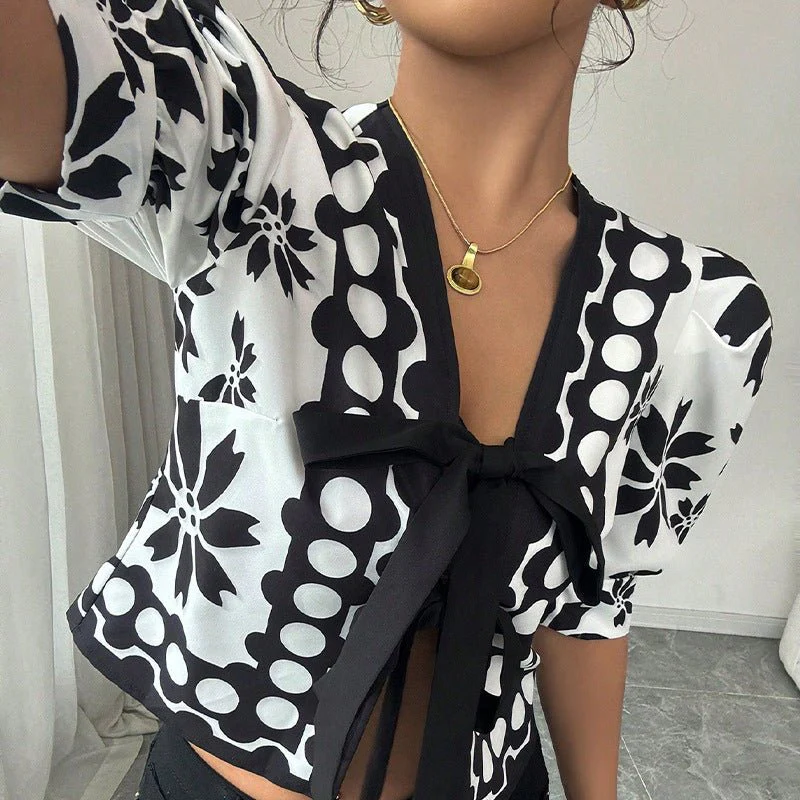 French pattern lantern-sleeved cardigan women's top FD - Image 2