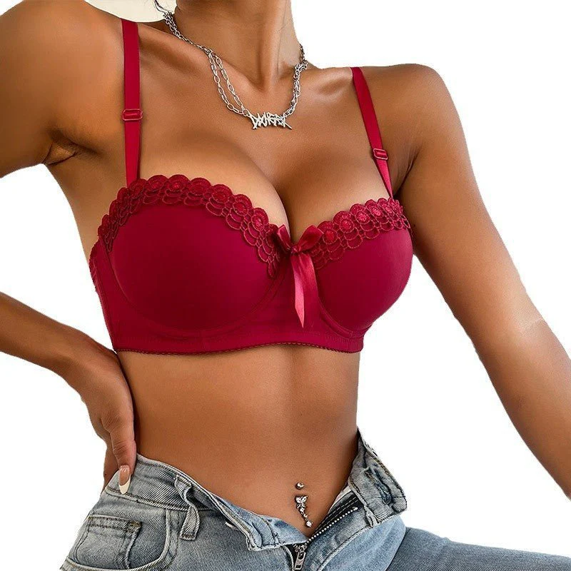 French style bra smooth surface with steel ring adjustment shape up to show, half cup bra FD - Image 11