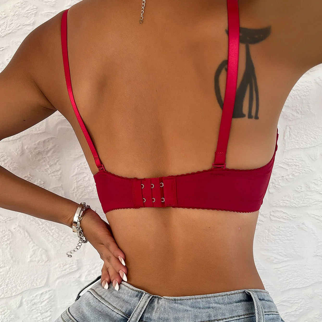 French style bra smooth surface with steel ring adjustment shape up to show, half cup bra FD - Image 22