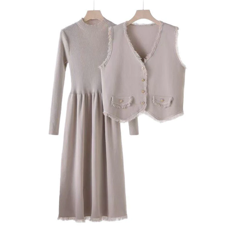 French tassel small fragrant style vest jacket dress two-piece set - Image 5