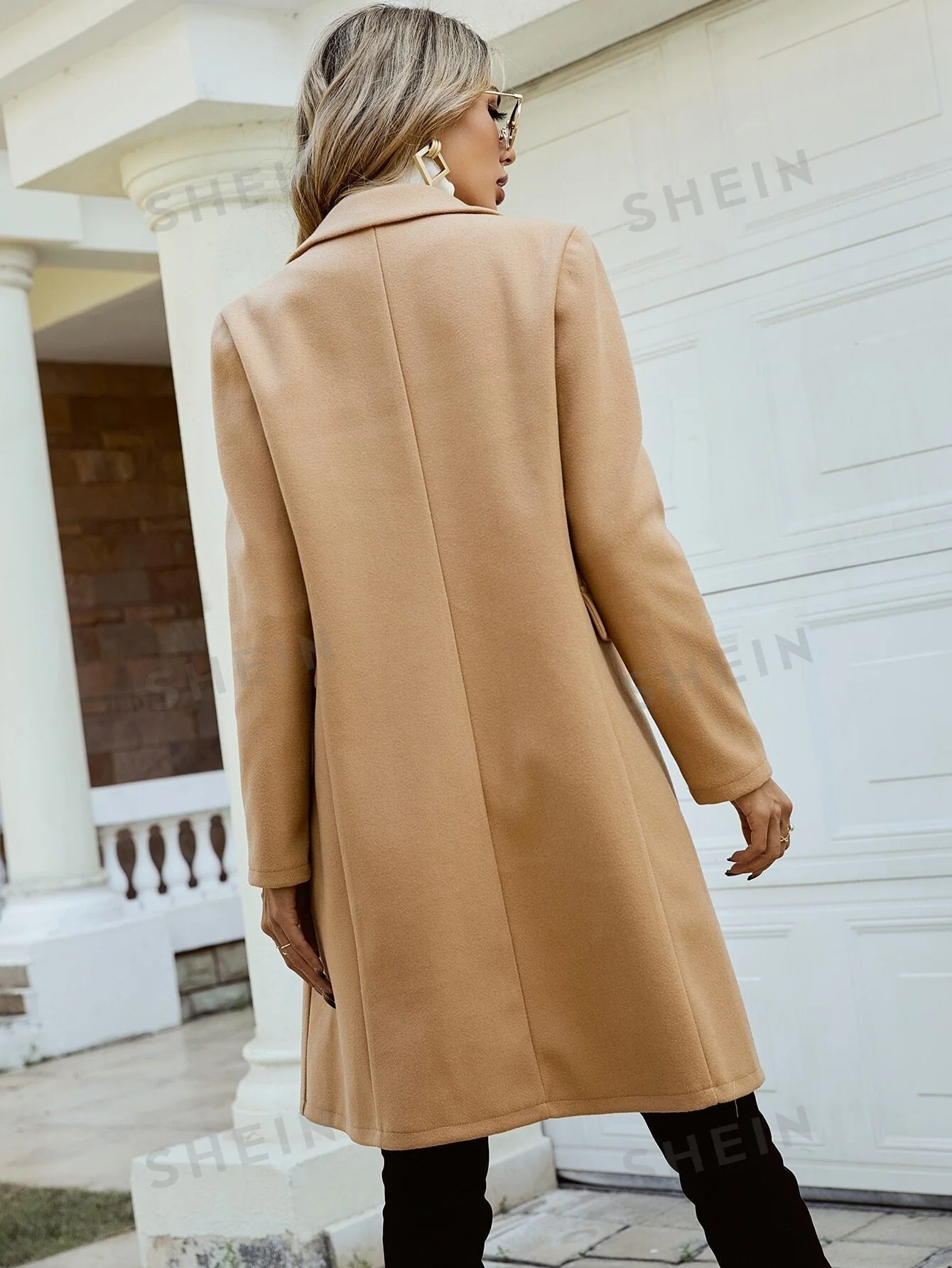 Frenchy Double Breasted Lapel Collar Overcoat FD - Image 5