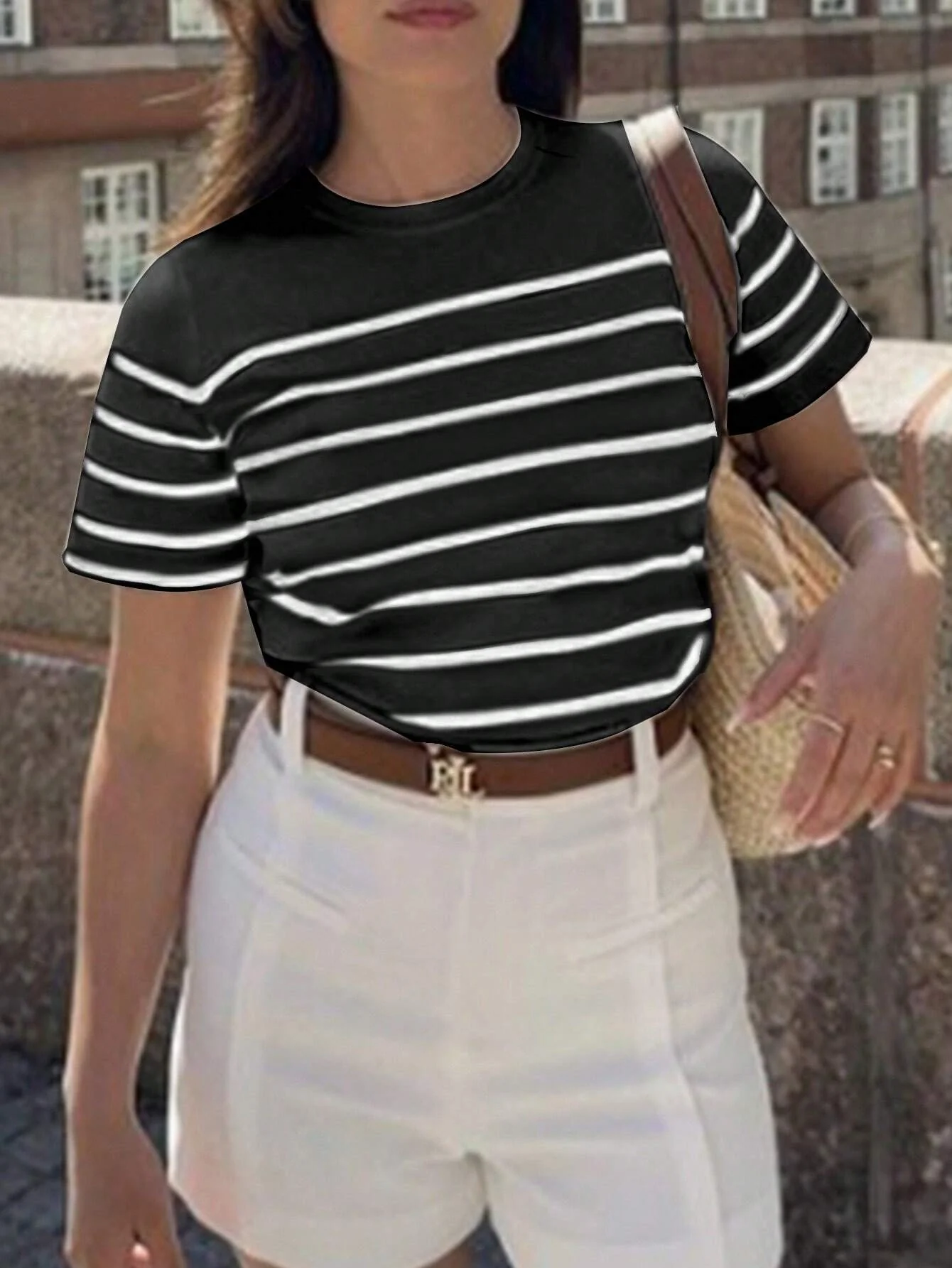 Frenchy Women Striped Casual Versatile T-Shirt - Image 11