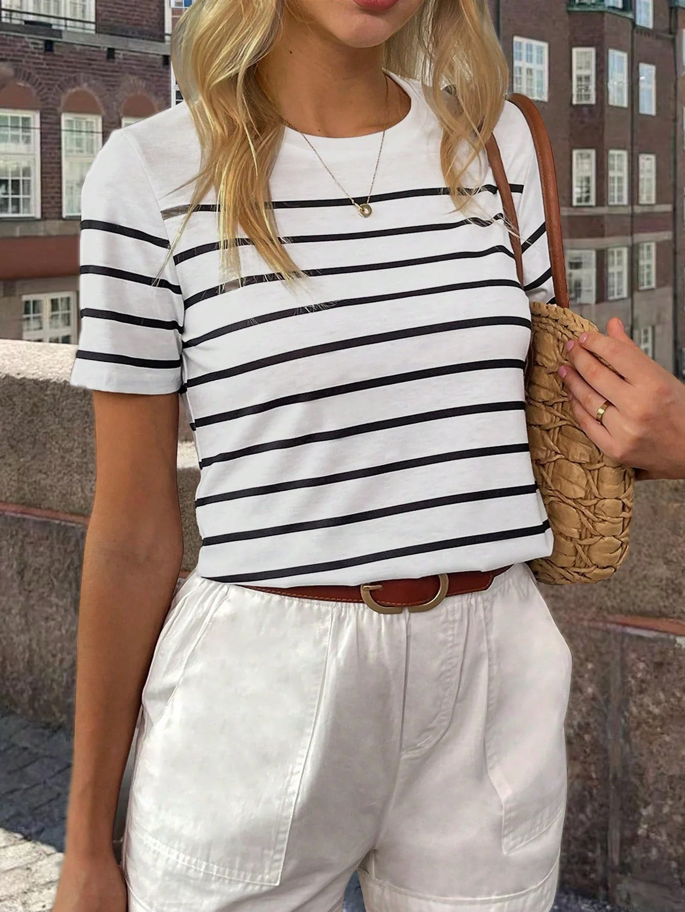 Frenchy Women Striped Casual Versatile T-Shirt - Image 3