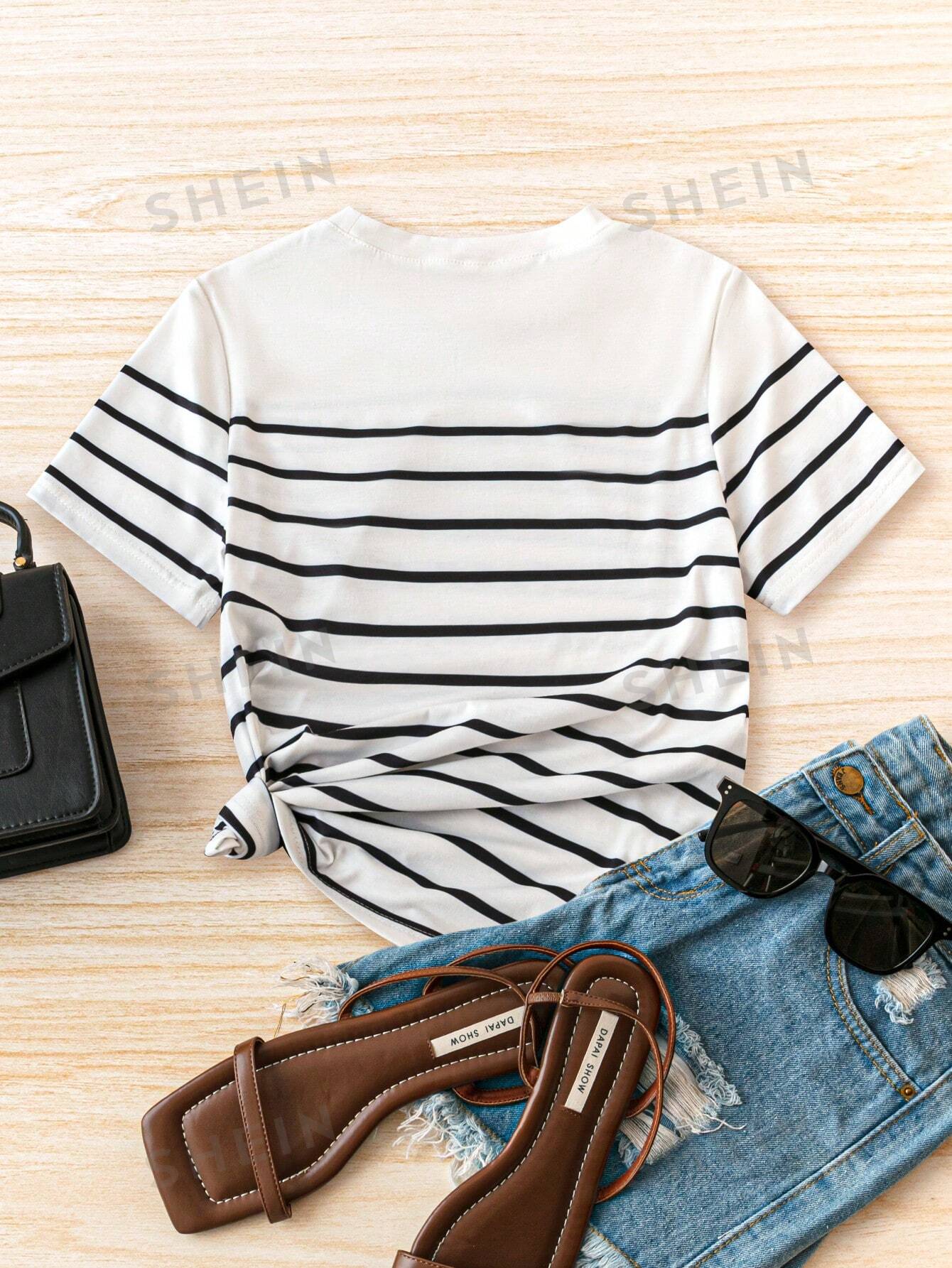 Frenchy Women Striped Casual Versatile T-Shirt - Image 5
