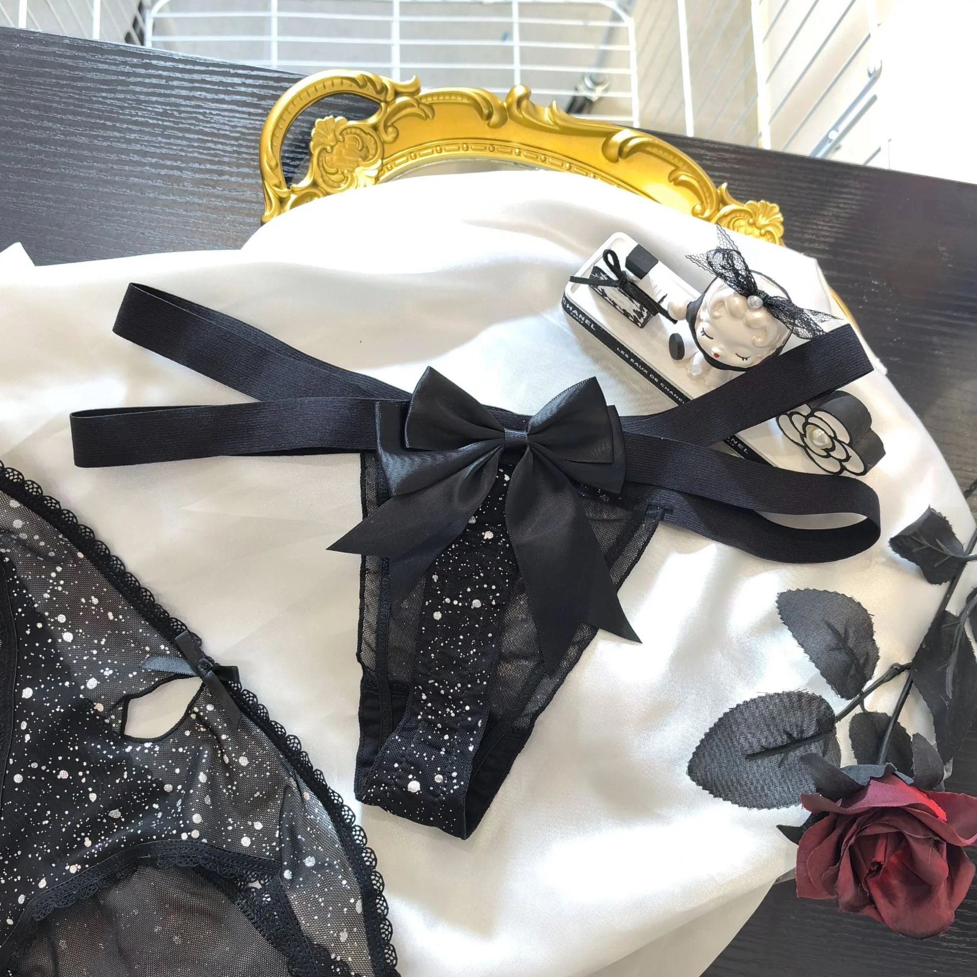 Fun cross hollow T pants female starry sky thongs FD - Image 20