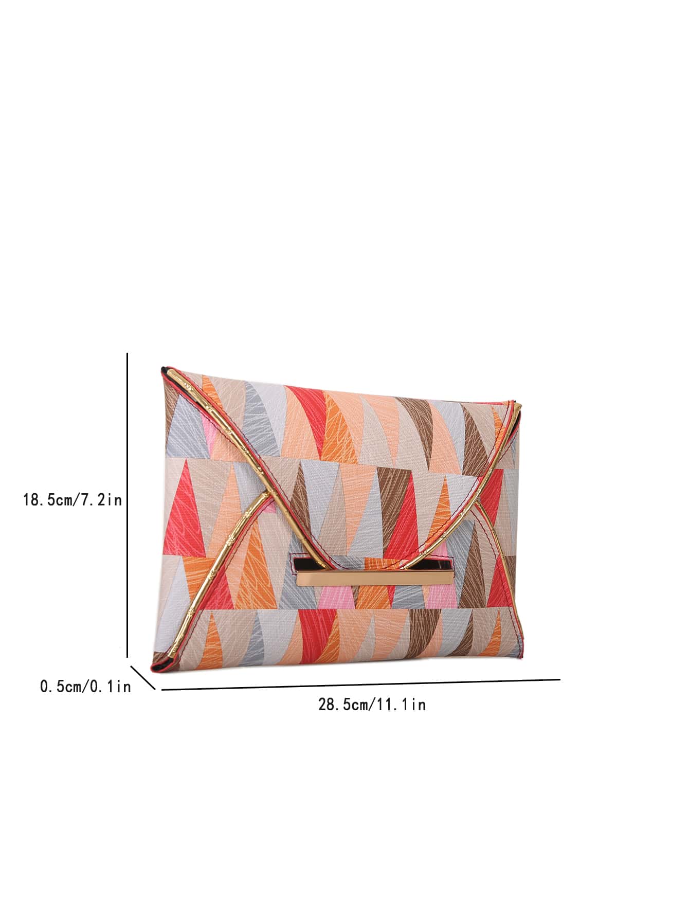 Geometric Pattern Metal Decor Square Bag - Image 4