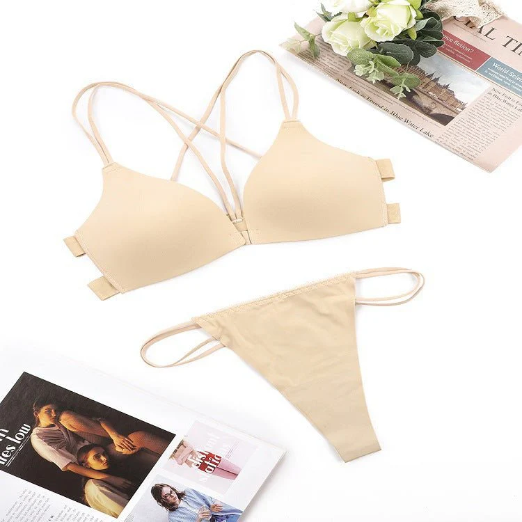 Glossy Lift | Front Buckle No-Wire Push-Up Bra Set - Image 2