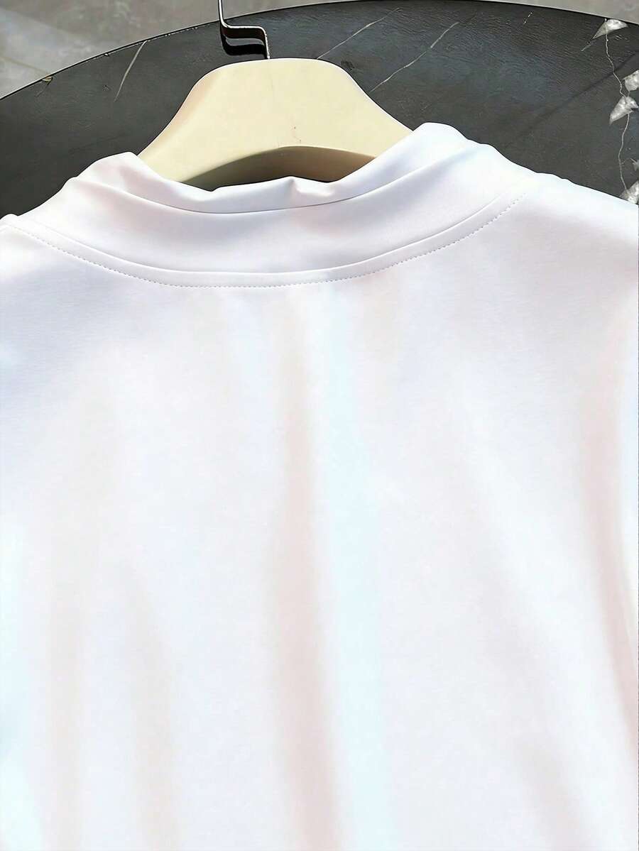 Women's Summer Knitted, Cap Sleeve V-Neck T-Shirt With Drawstring Scarf - Image 11