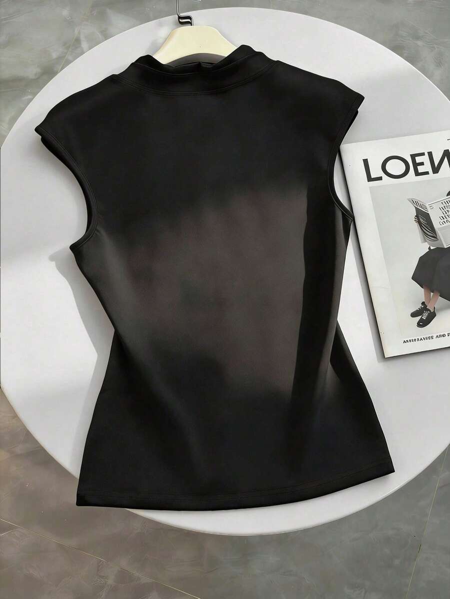 Women's Summer Knitted, Cap Sleeve V-Neck T-Shirt With Drawstring Scarf - Image 15