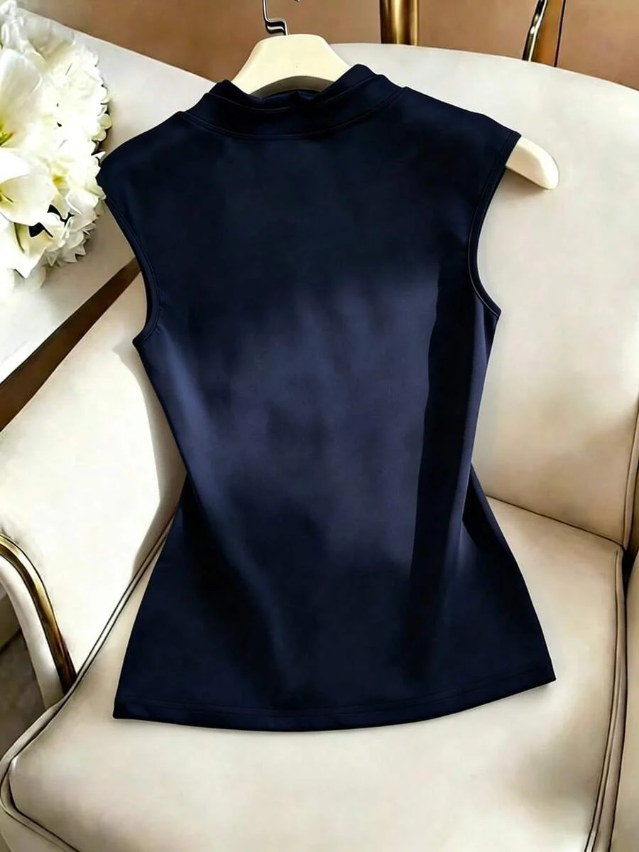 Women's Summer Knitted, Cap Sleeve V-Neck T-Shirt With Drawstring Scarf - Image 21