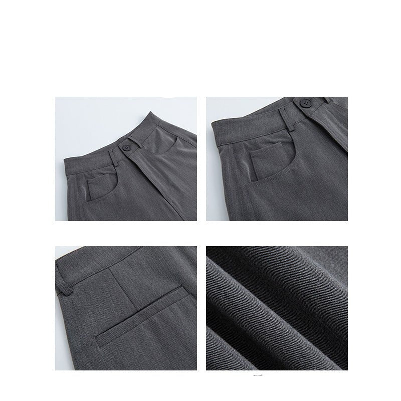 Gray heavy industry suit pants spring and summer women's clothing 2025 new thin high-end straight-leg pants high-waisted American wide-leg pants - Image 2