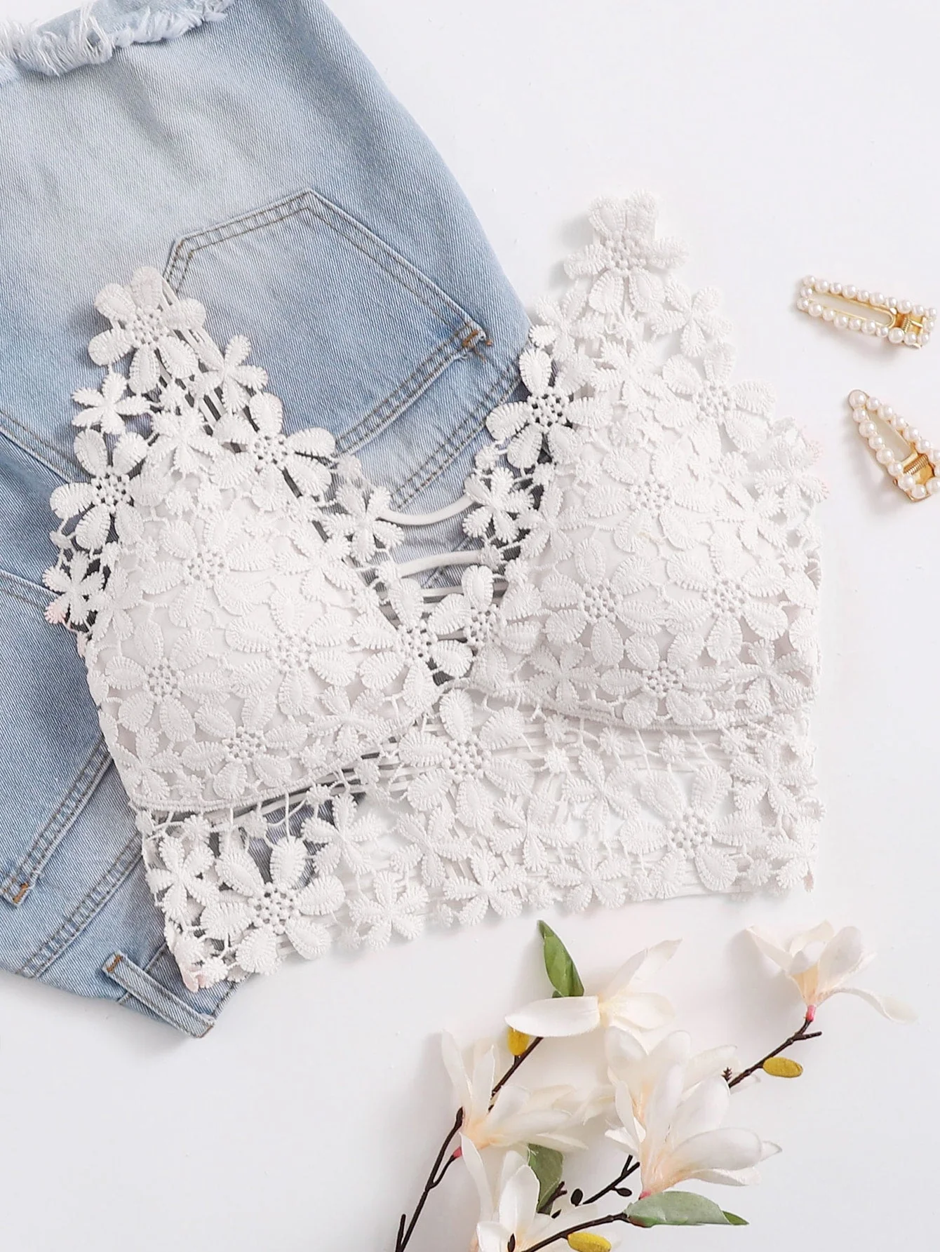 Guipure Lace Longline Bralette FD - Image 4