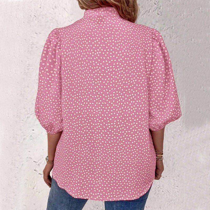 half-sleeved shirt women's clothing 2025 summer an and n commuting fee polka dot cardigan shirt loose - Image 3