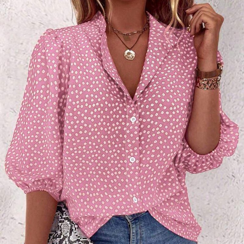 half-sleeved shirt women's clothing 2025 summer an and n commuting fee polka dot cardigan shirt loose - Image 6