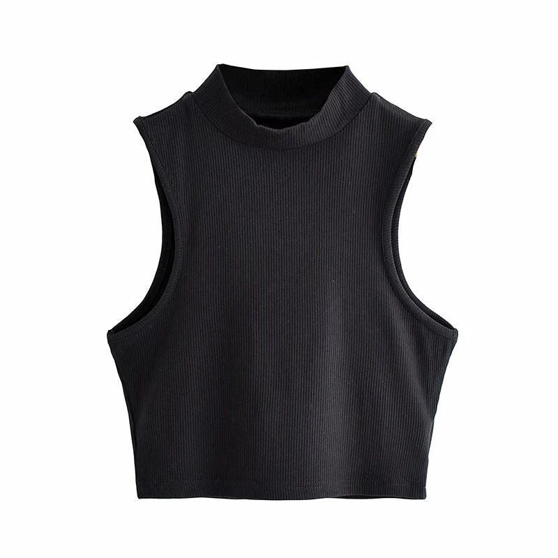 Half turtleneck vest female outer wear trend summer new ins sleeveless short slim cami top - Image 14