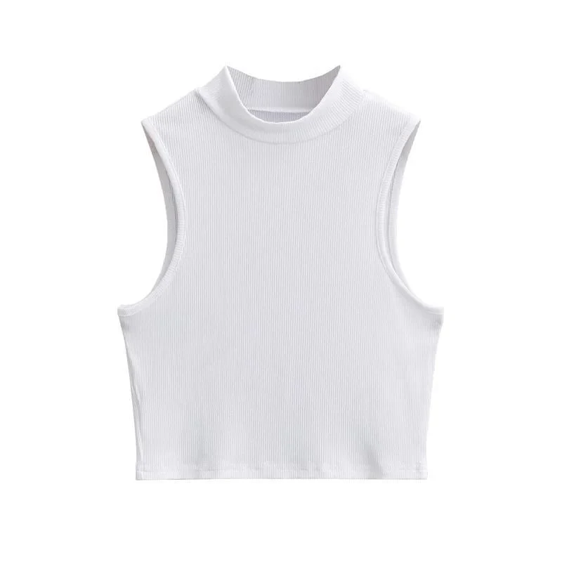 Half turtleneck vest female outer wear trend summer new ins sleeveless short slim cami top - Image 16