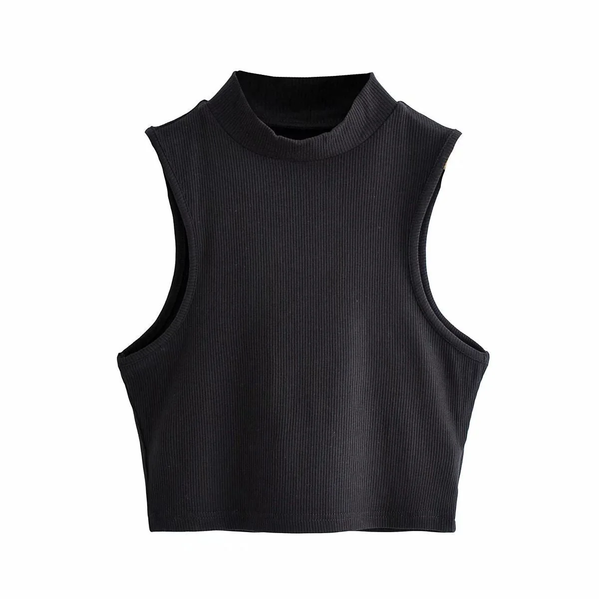 Half turtleneck vest female outer wear trend summer new ins sleeveless short slim cami top - Image 2