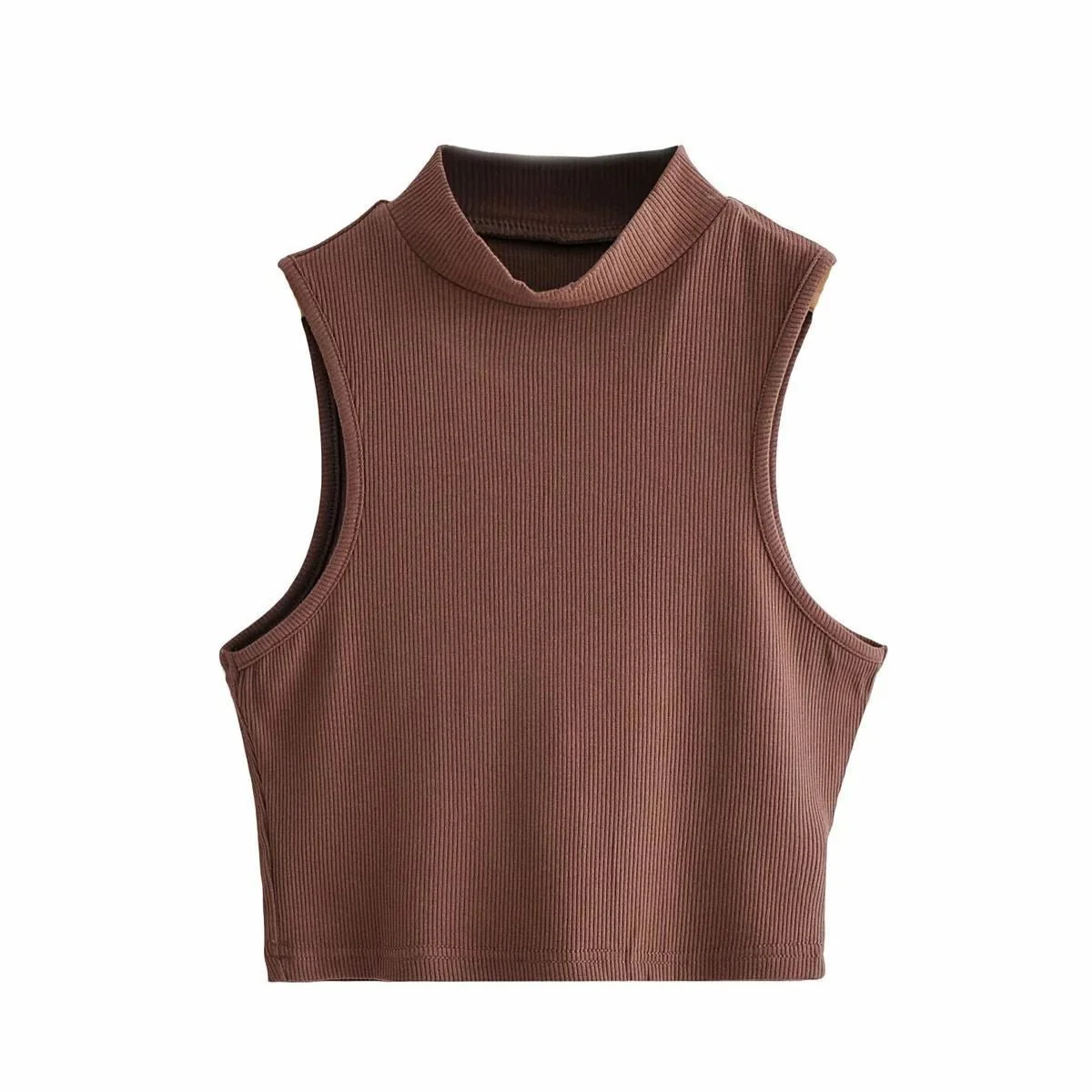 Half turtleneck vest female outer wear trend summer new ins sleeveless short slim cami top - Image 21
