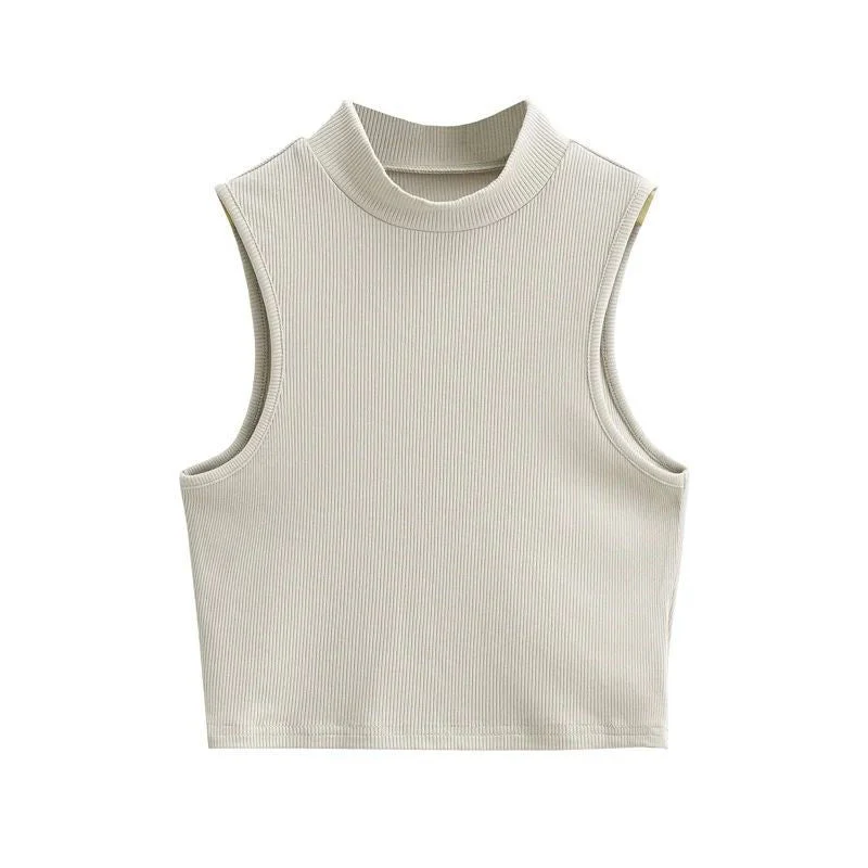 Half turtleneck vest female outer wear trend summer new ins sleeveless short slim cami top - Image 22