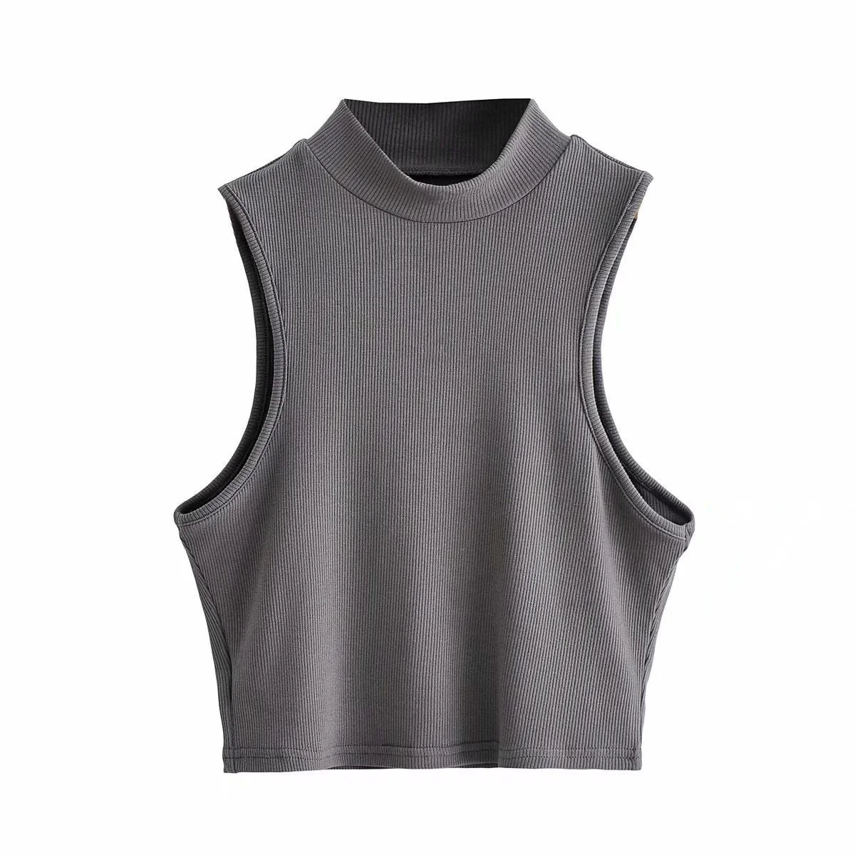 Half turtleneck vest female outer wear trend summer new ins sleeveless short slim cami top - Image 3