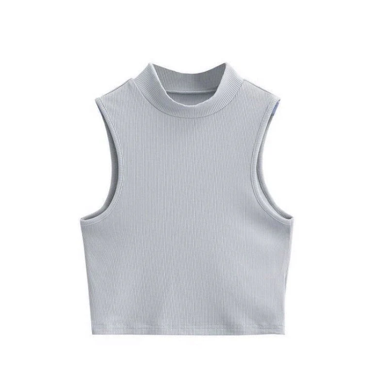 Half turtleneck vest female outer wear trend summer new ins sleeveless short slim cami top - Image 9