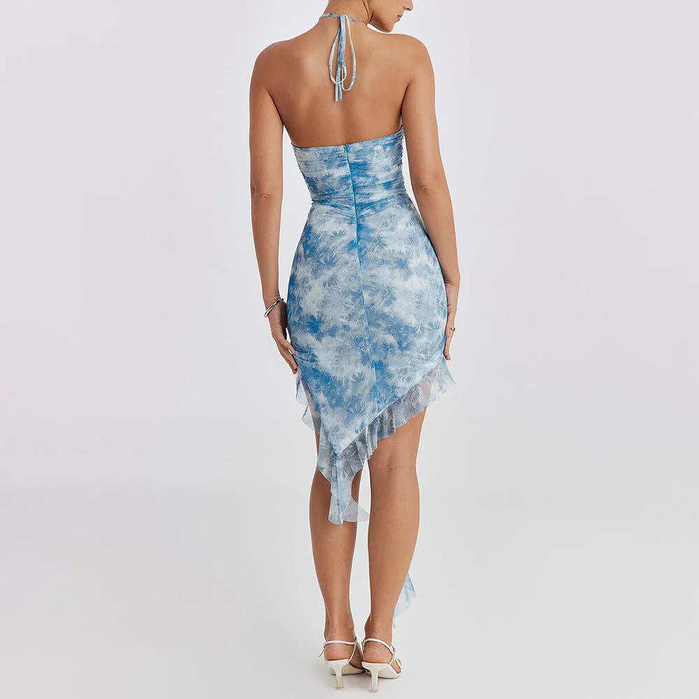 Halter Neck Irregular Mini Dress (FD) - Image 2