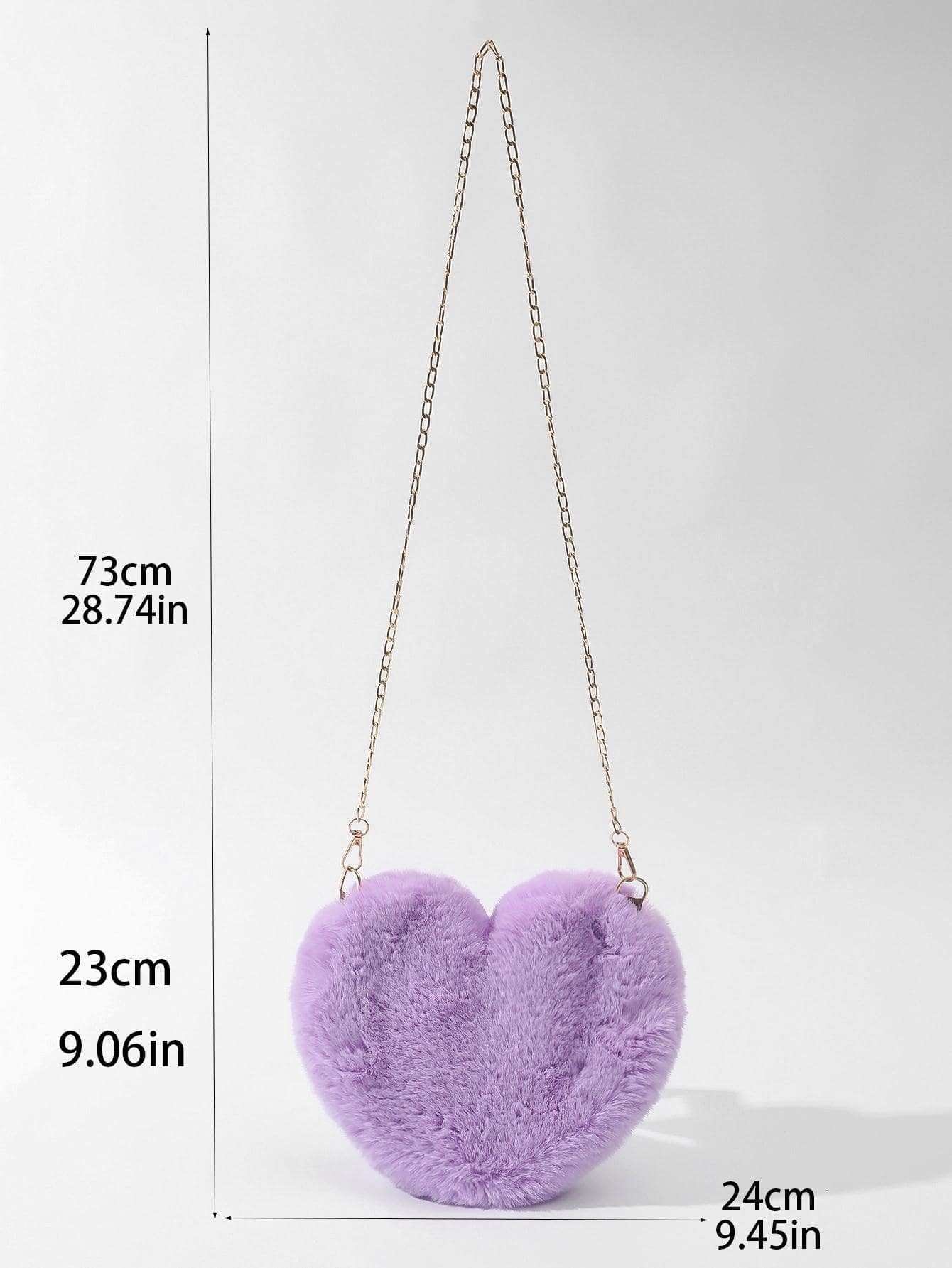 Heart-Shaped Mini Fluffy Shoulder Bag with Chain Crossbody & Cute Zipper Purse - Image 12