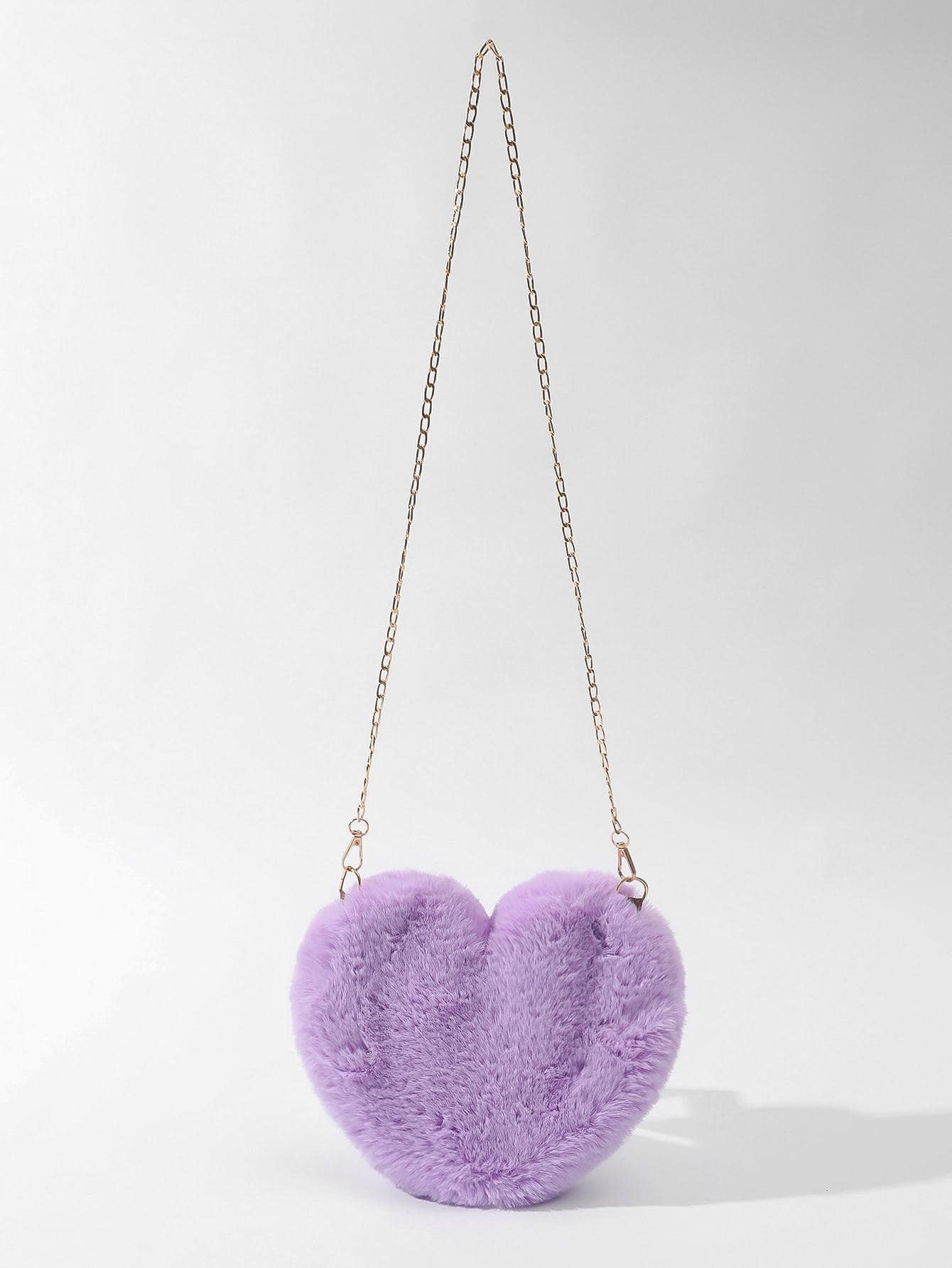 Heart-Shaped Mini Fluffy Shoulder Bag with Chain Crossbody & Cute Zipper Purse - Image 7