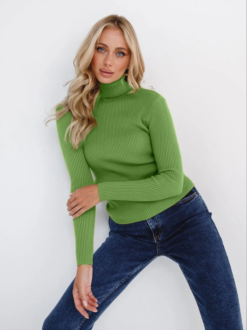 High-necked knitted pullover sweater for women - Image 9
