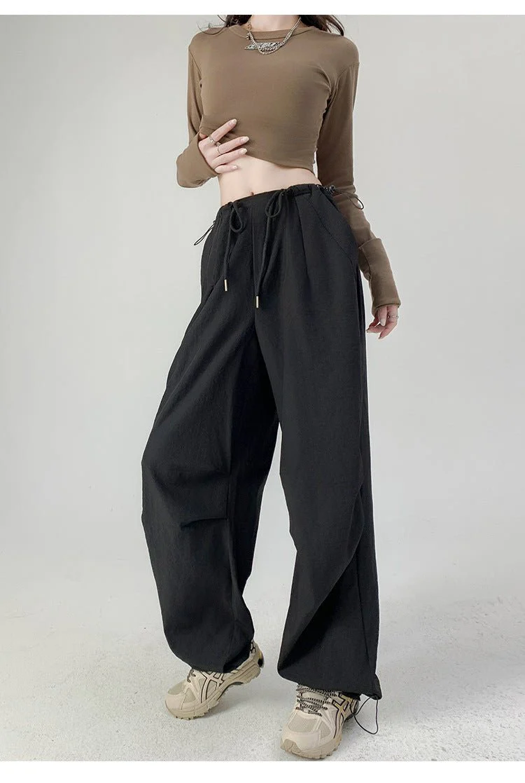 High waist casual parachute pants slim loose wide leg pants - Image 16