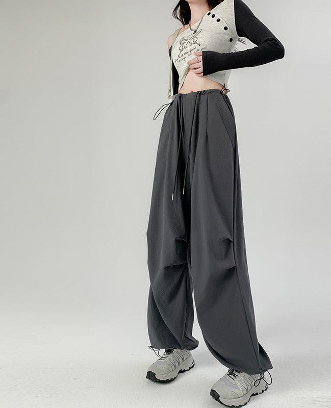 High waist casual parachute pants slim loose wide leg pants - Image 3