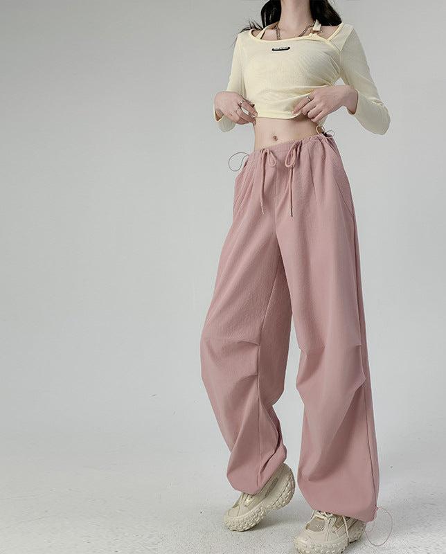High waist casual parachute pants slim loose wide leg pants - Image 5