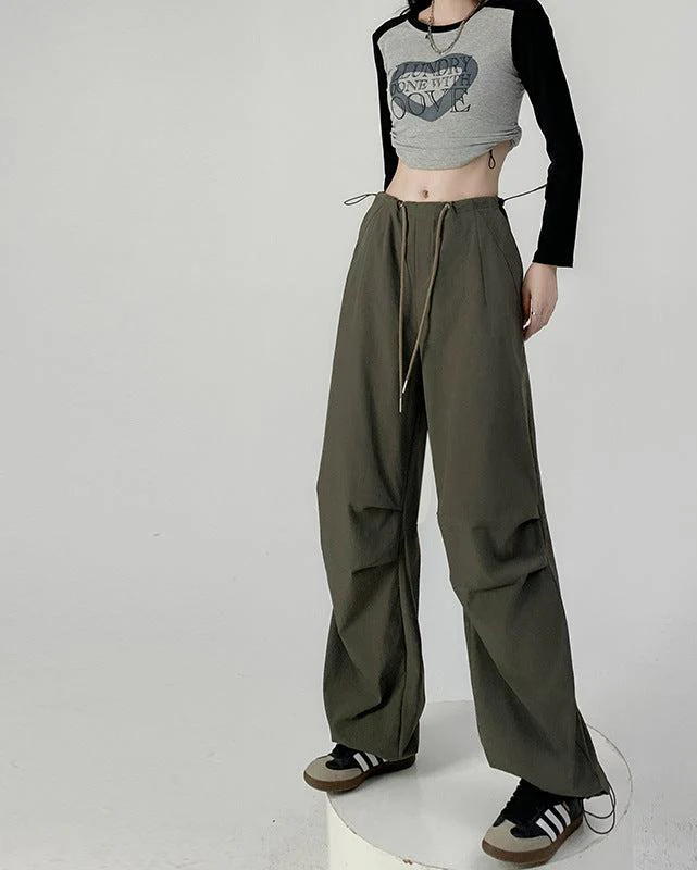 High waist casual parachute pants slim loose wide leg pants - Image 7