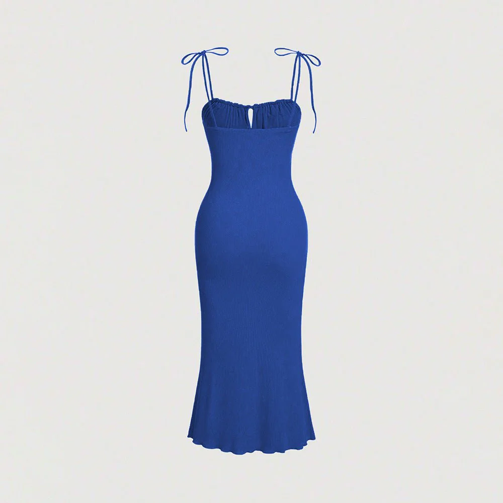 High-Waist Lacing Suspender Maxi Dress - Image 4