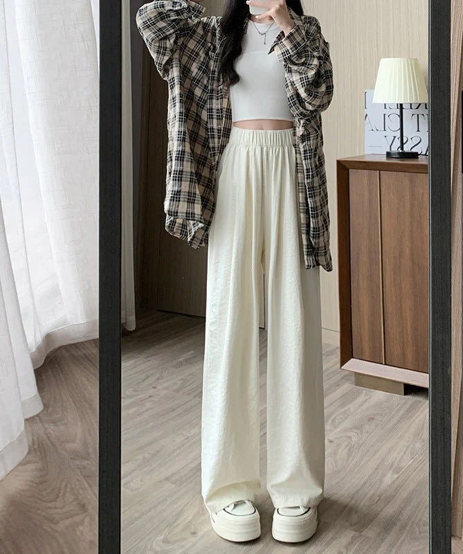 High waist loose casual slim straight mopping drape wide leg pants